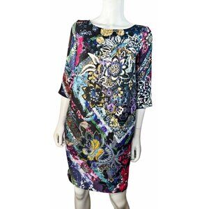 Fuzzi Women's Multicolor Floral Print 3/4 Sleeve Dress- LT3120